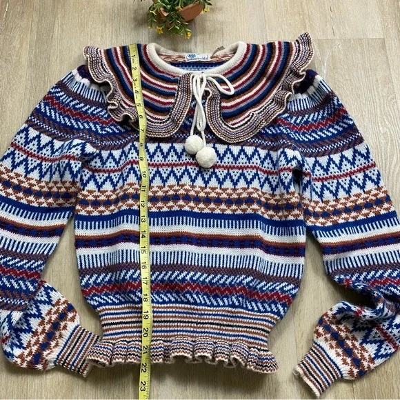 Vintage 70's Patterned Collared Sweater - Picture 8 of 9